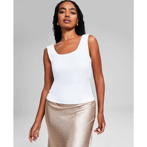 And Now This Small White Scoop-Neck Sleeveless Double-Layered Tank Top NWT